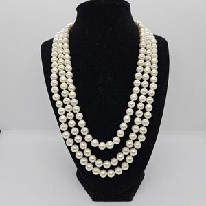 JBK three strand faux pearl necklace
